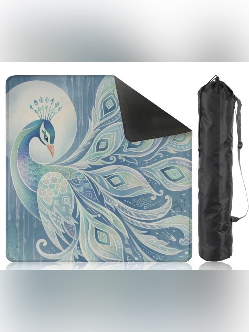 Blue Peacock Decorative Mahjong Mat -